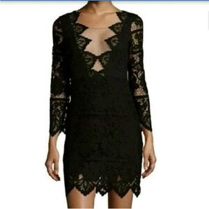 For Love And Lemons Black Lace Long Sleeve Dress